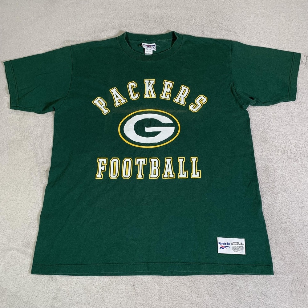 Vintage Green Bay‎ Packers Shirt Mens Large Green NFL Football Reebok USA 90s